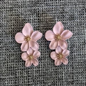 Double Flower Pink Earrings